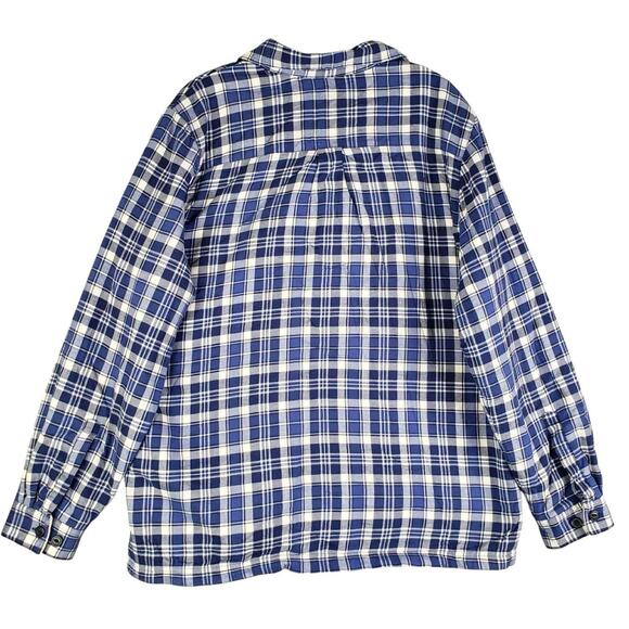 LL Bean Button Down Shirt Women’s Size Large L Plaid Blue Sherpa Lined Fleece - Picture 3 of 12
